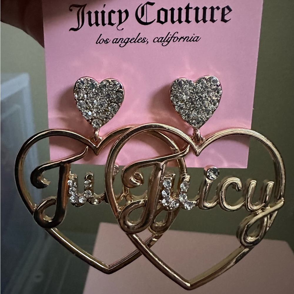 ⛔️SOLD⛔️Juicy Couture Signature Logo Heart Shaped Hoop Earrings - Picture 3 of 6